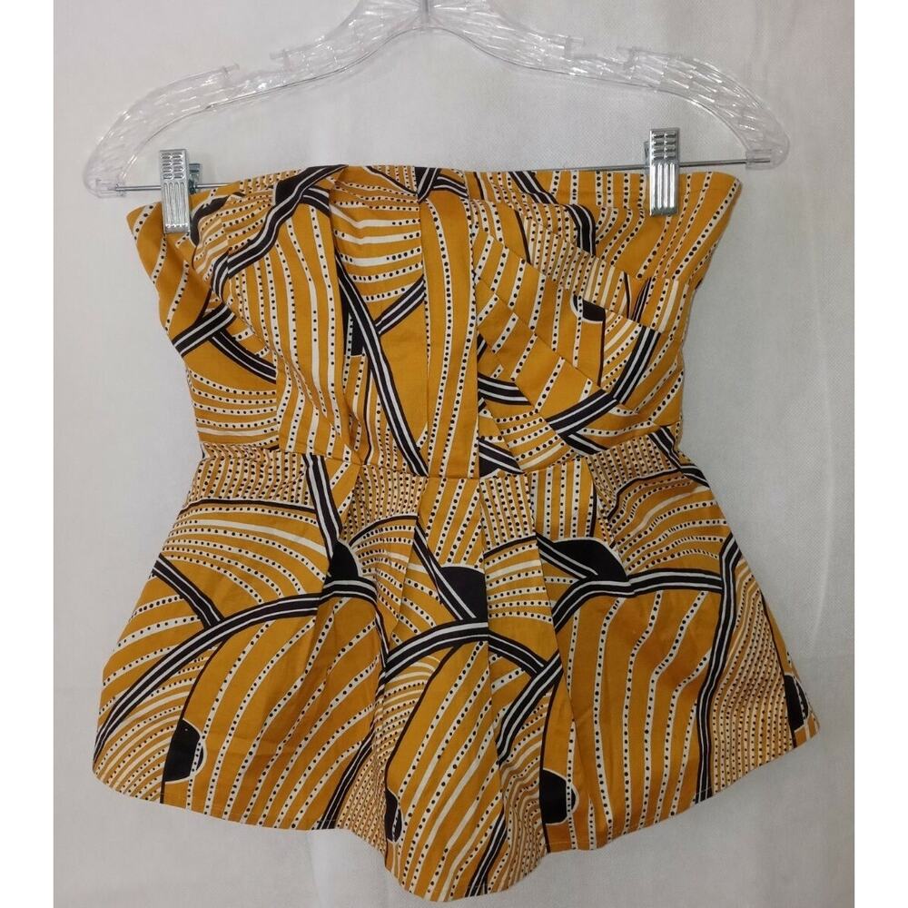 Floreat‎ Sz 8 Gold Yellow Black Dotted Sleeveless Strapless Anthropologie Boho - Picture 6 of 6